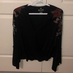 AEO embroidered rose long sleeve
